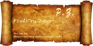 Piváry Zobor névjegykártya